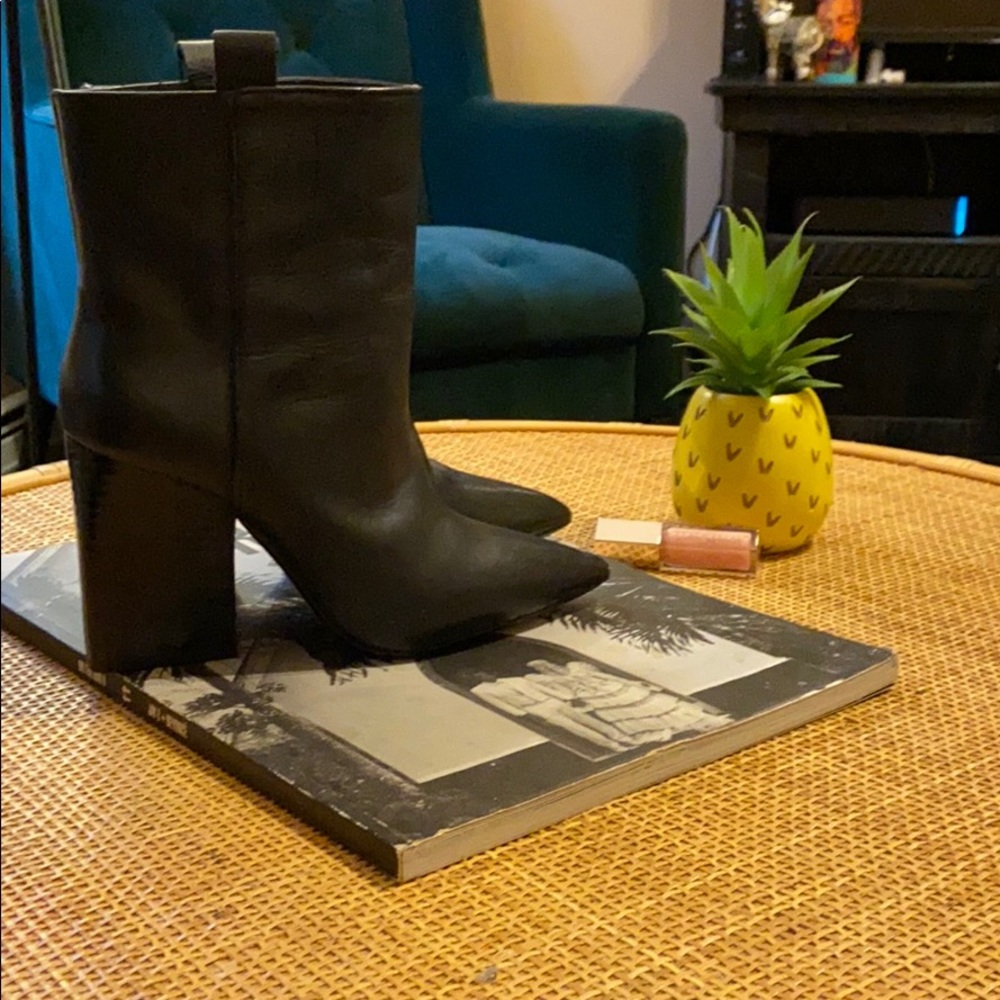 Black leather boots
